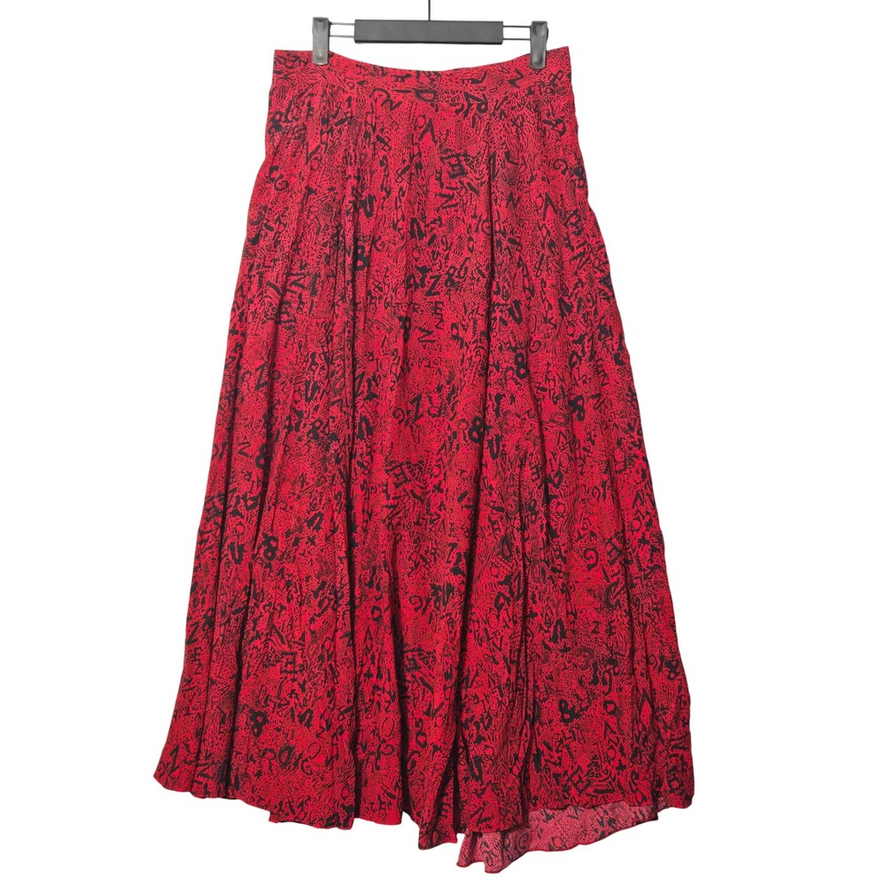 Zadig & Voltaire Joyo Wild Voltaire Maxi Skirt 40 US 8 Red Black Rocker NWOT